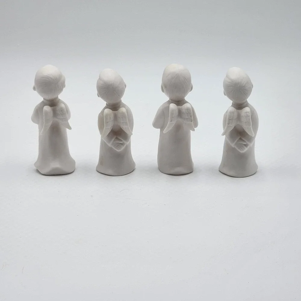 Vintage Schmid Bros Japan Bisque Porcelain Singing Angel Figurines Set‎ of 4